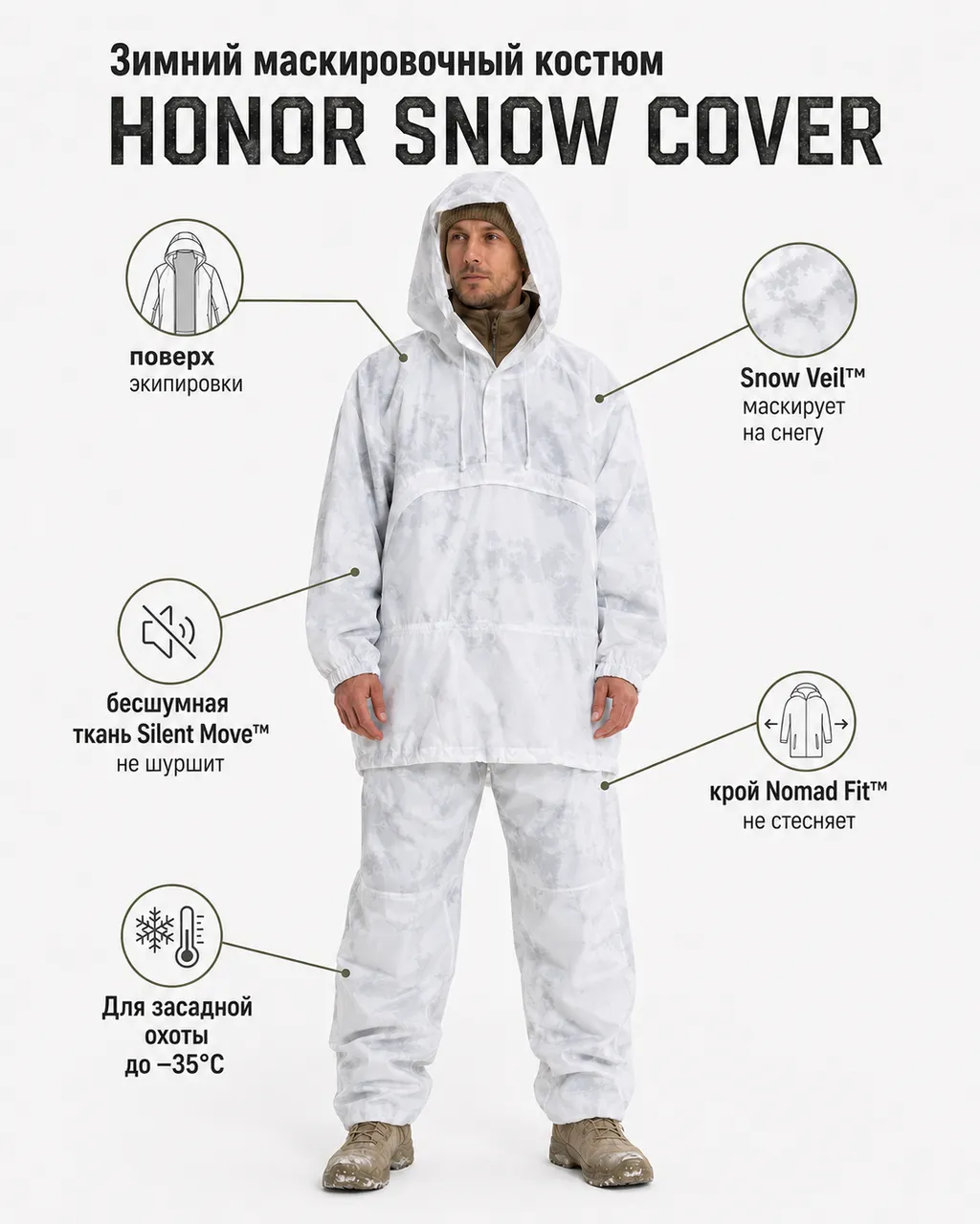 Костюм маскировочный зимний HONOR SNOW COVER